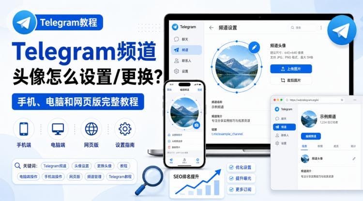 Telegram频道头像怎么设置/更换？手机、电脑和网页版完整教程