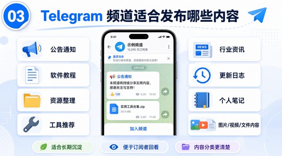 Telegram 频道适合发布什么内容？新手内容规划与运营教程 第 2 张正文图