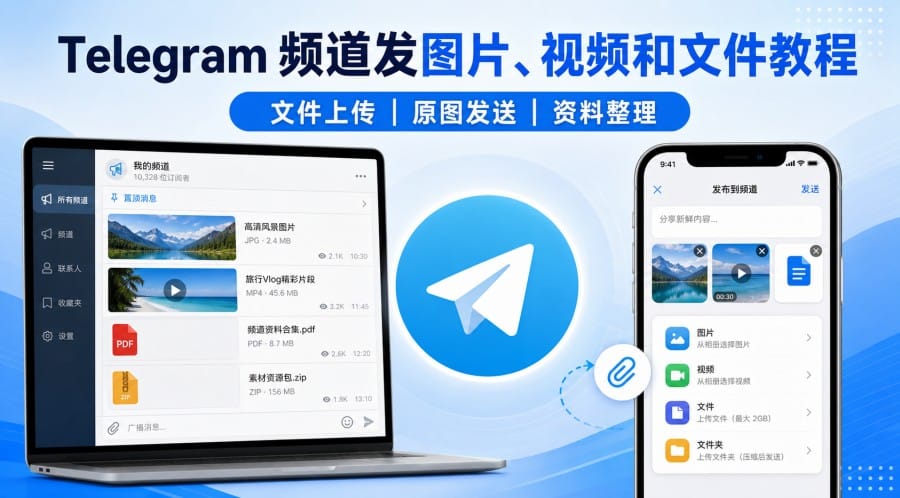 Telegram 频道怎么发图片、视频和文件？新手发布与整理教程 第 1 张正文图