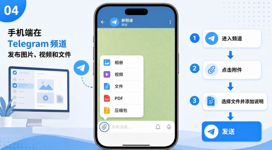 Telegram 频道怎么发图片、视频和文件？新手发布与整理教程 第 4 张正文图