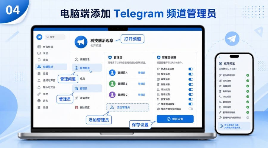 Telegram 频道可以设置多个管理员吗? image 3
