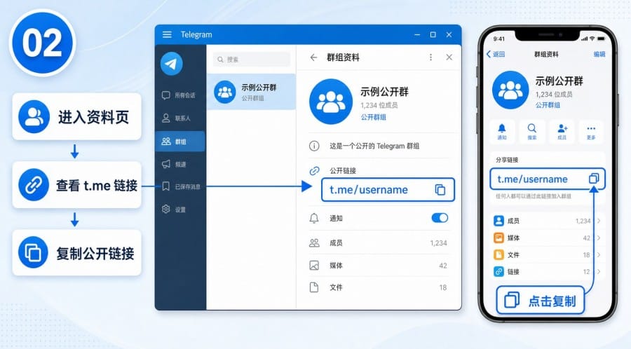 Telegram 频道链接怎么复制和分享? - step 1