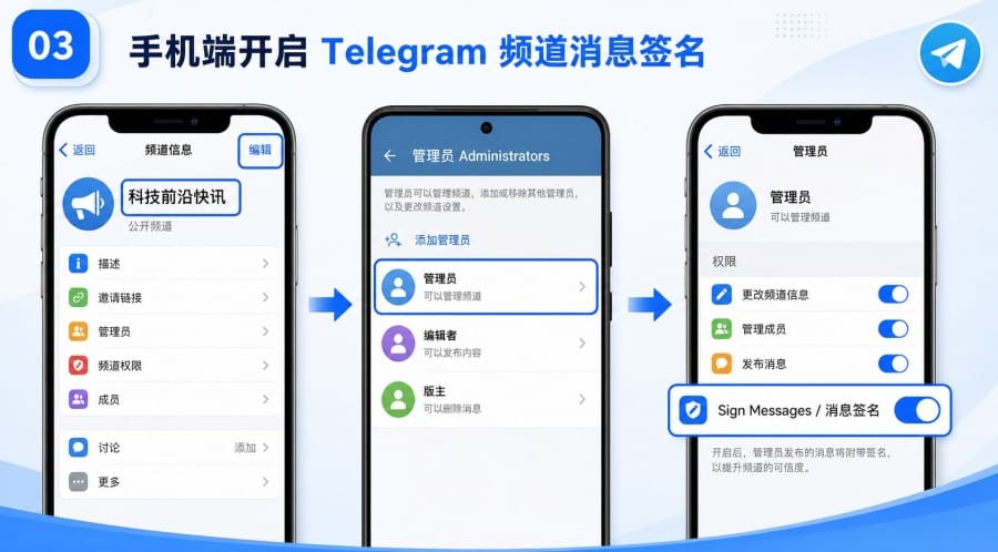 Telegram 频道怎么开启消息签名 - 配图 2