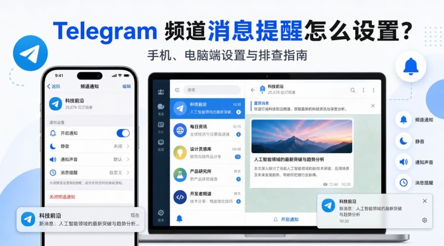 Telegram 频道消息提醒怎么设置?手机、电脑端操作指南