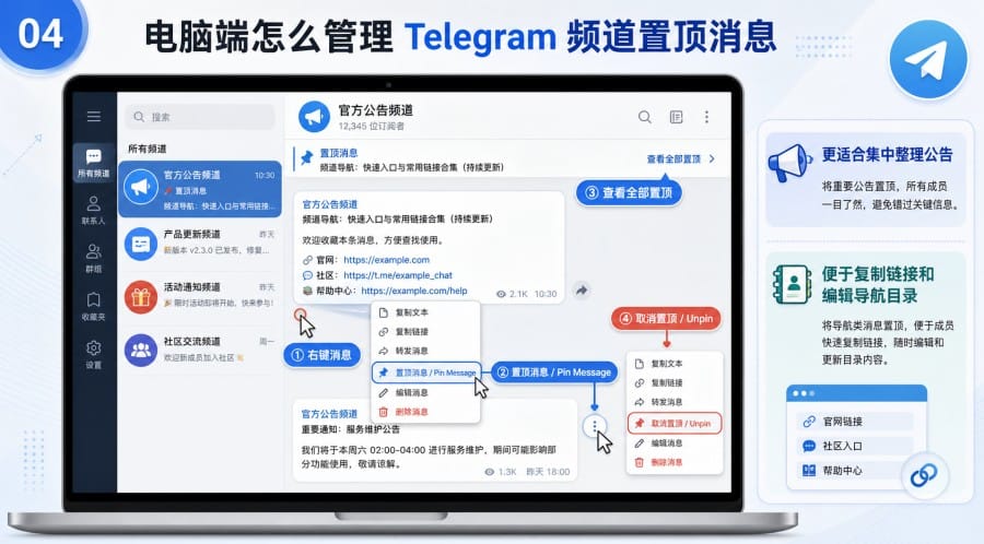Telegram 频道置顶消息管理教程 - 配图 3