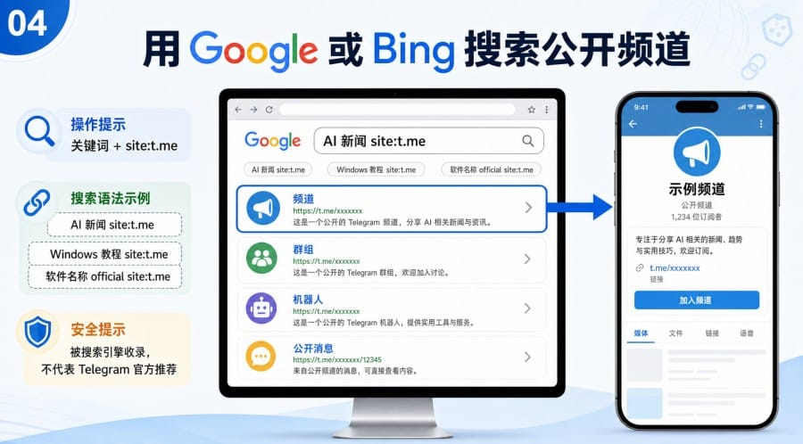 Telegram 频道在哪里找5 个常用入口与安全搜索方法 - 配图 3