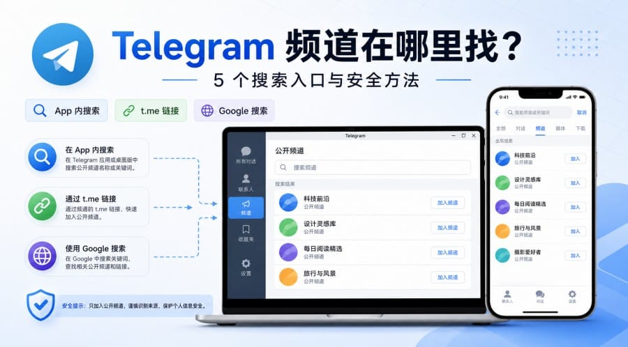 Telegram 频道在哪里找?5 个常用入口与安全搜索方法