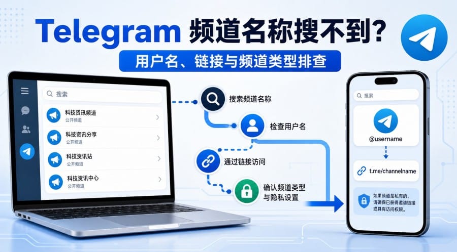 Telegram 频道名称搜不到怎么办？从用户名、链接到内容限制逐项排查