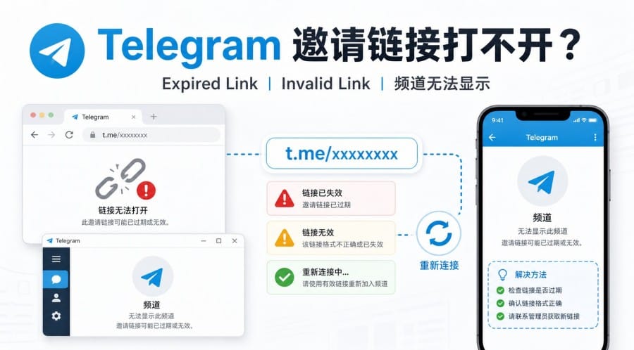 Telegram 频道邀请链接打不开？按提示判断原因与解决方法